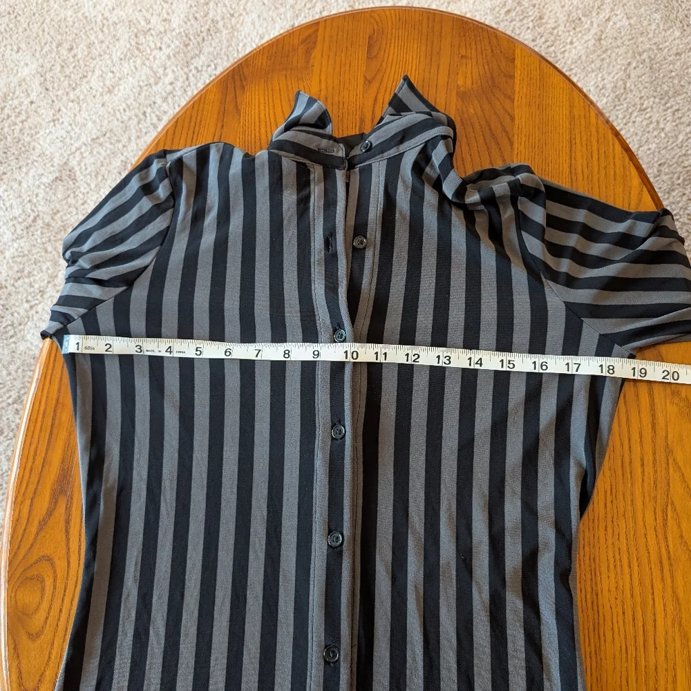 Norma Kamali black/gray striped Button-Up Dress - size S - Picture 3 of 7